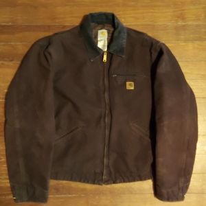 Men's XL Carhartt Detroit Dark Brown J97 Canvas Blanket Lined Coat.